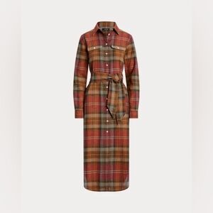 Lauren Ralph Lauren Plaid Belted Cotton Shirtdress